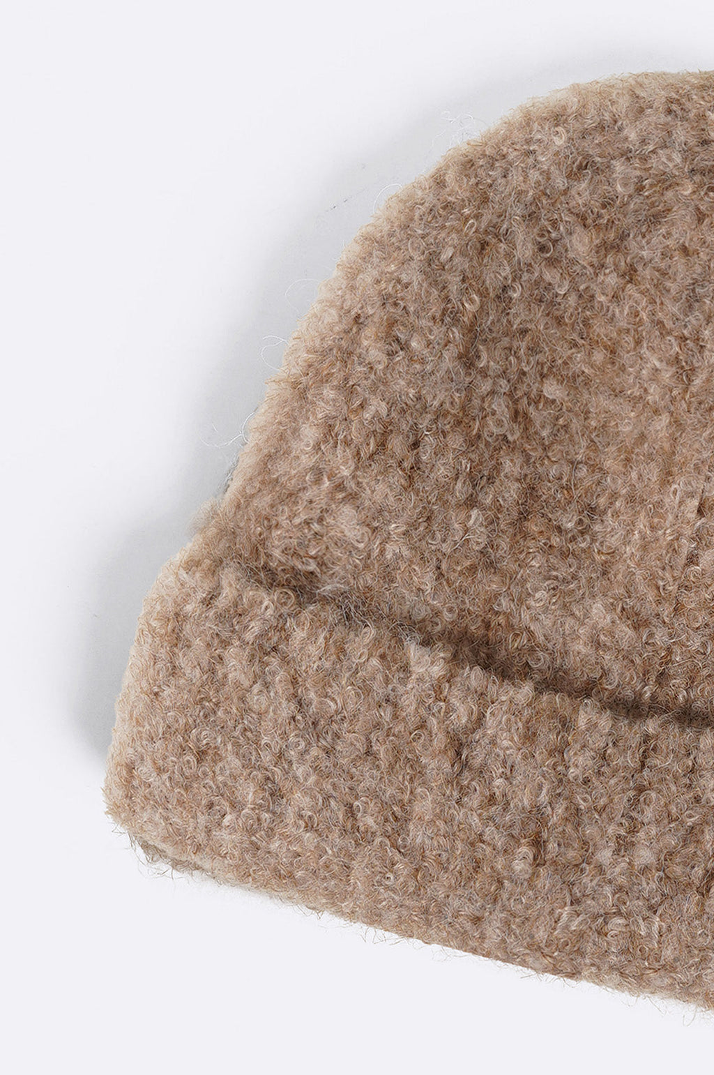 BEIGE FUZZY WOOL BEANIE