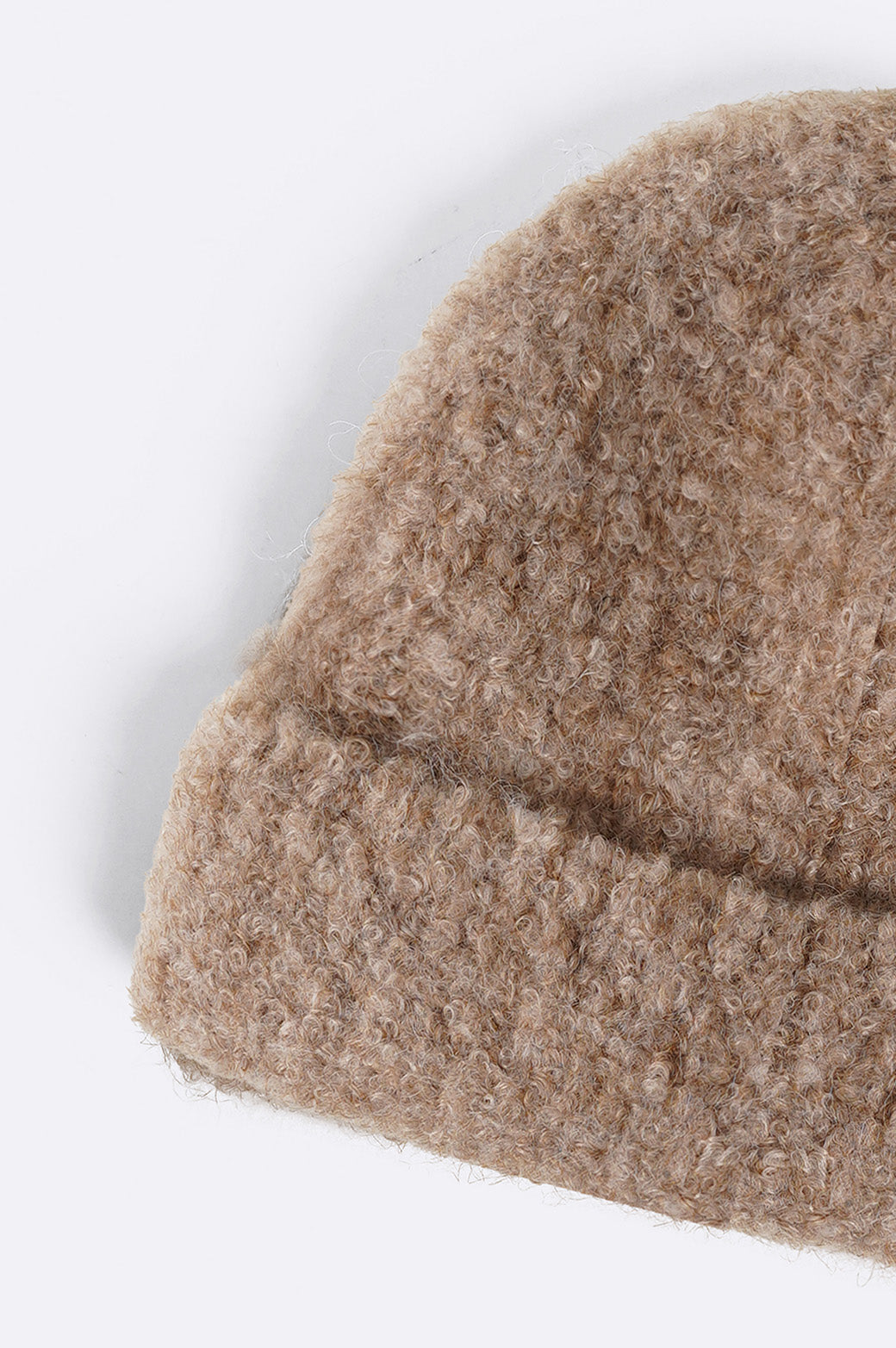 BEIGE FUZZY WOOL BEANIE