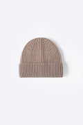 TAUPE RIB-KNIT BEANIE