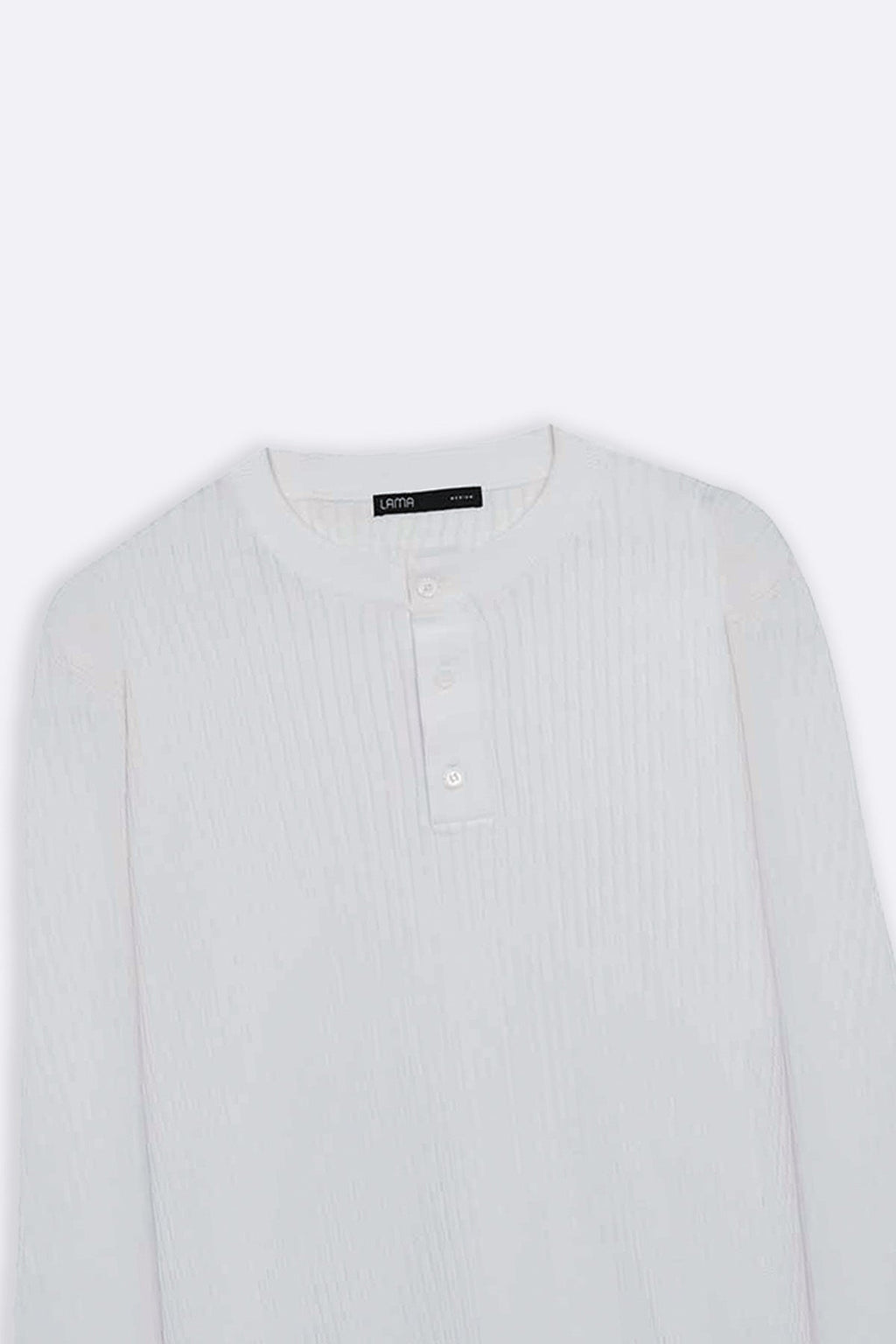 WHITE RIBBED HENLEY