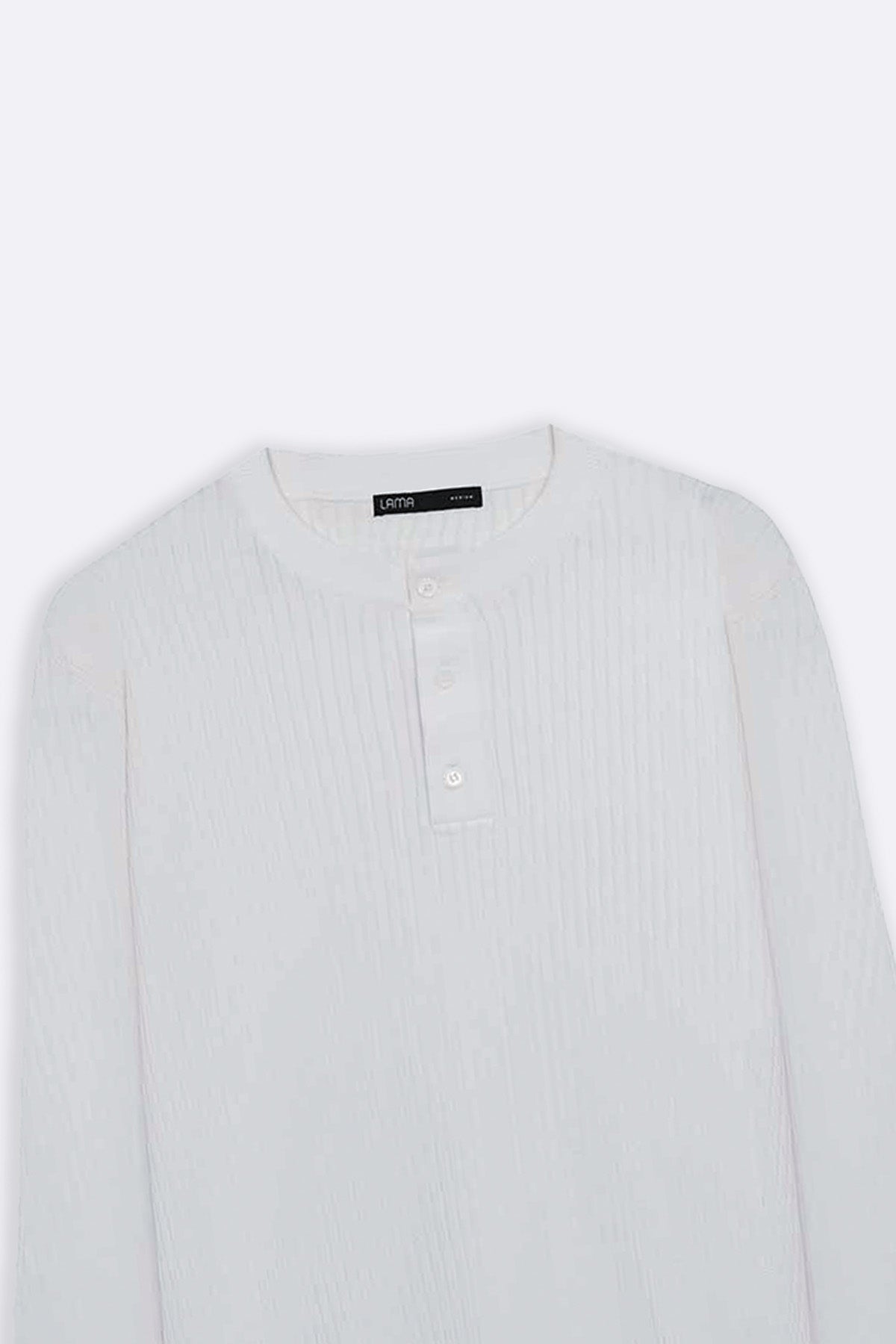 WHITE RIBBED HENLEY