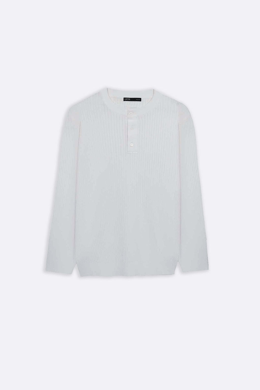 WHITE RIBBED HENLEY