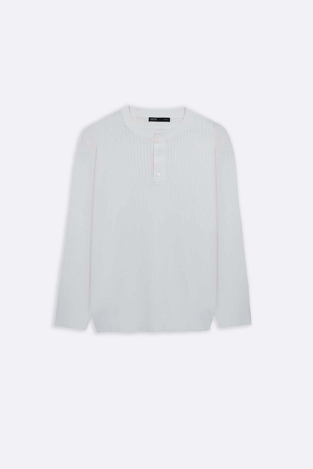 WHITE RIBBED HENLEY