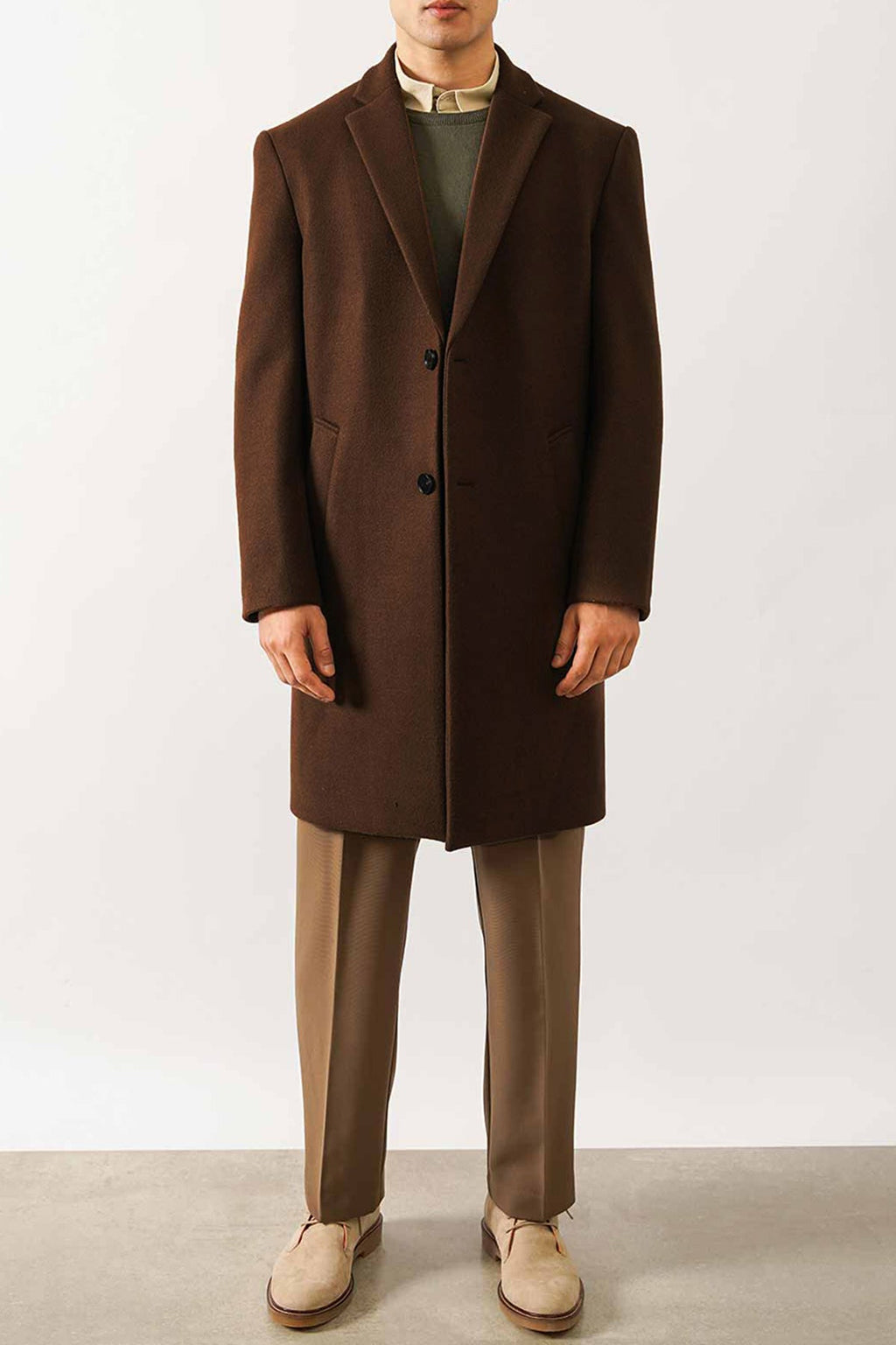 COFFEE WOOL BLEND COAT