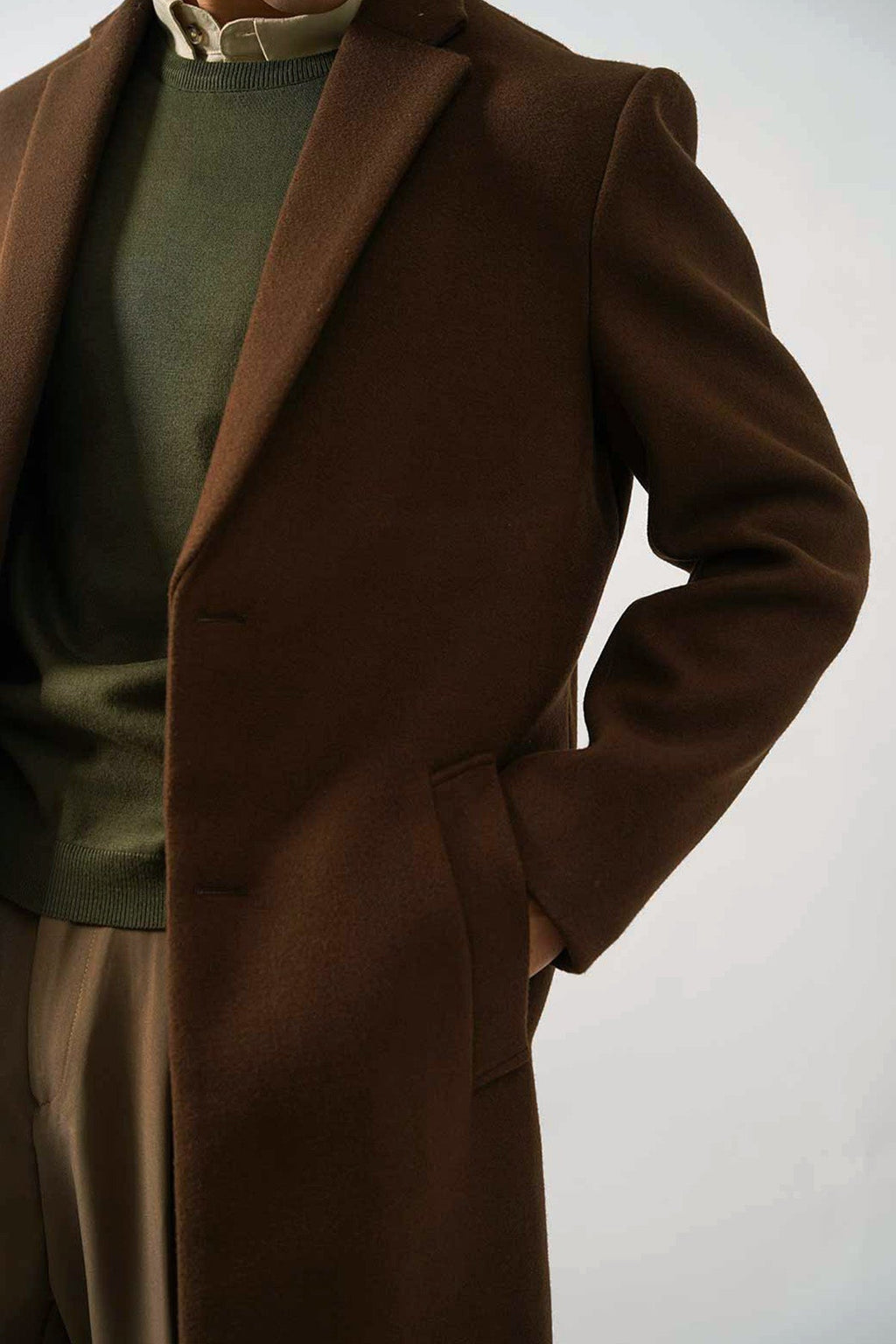 COFFEE WOOL BLEND COAT