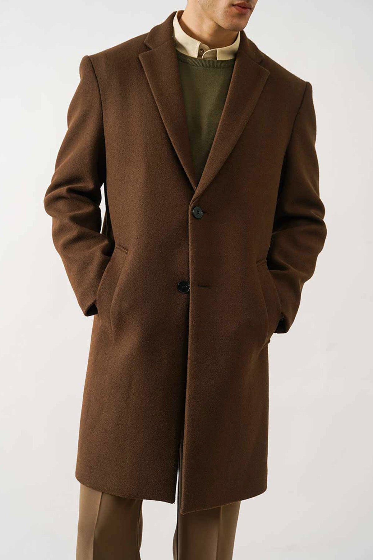 COFFEE WOOL BLEND COAT