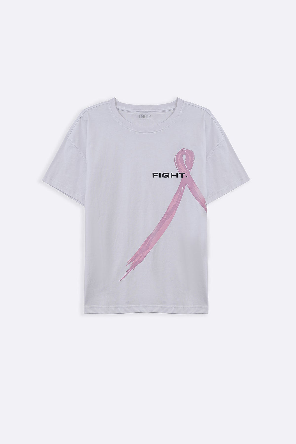 WHITE PINK RIBBON TEE