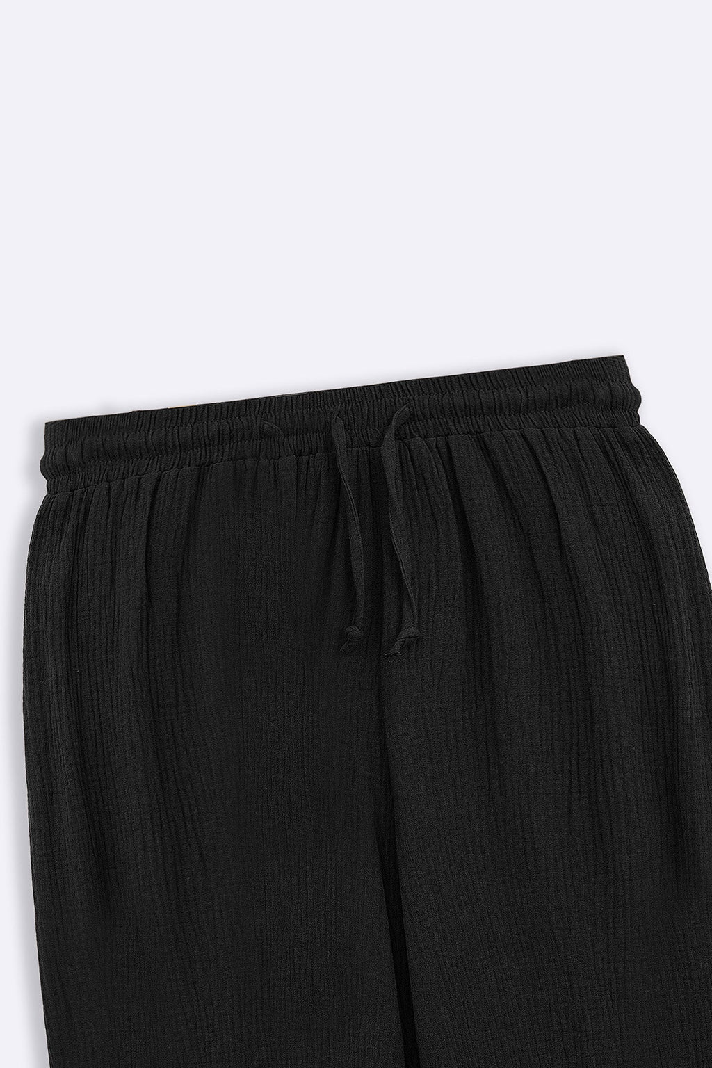 BLACK MUSLIN WIDE PANTS
