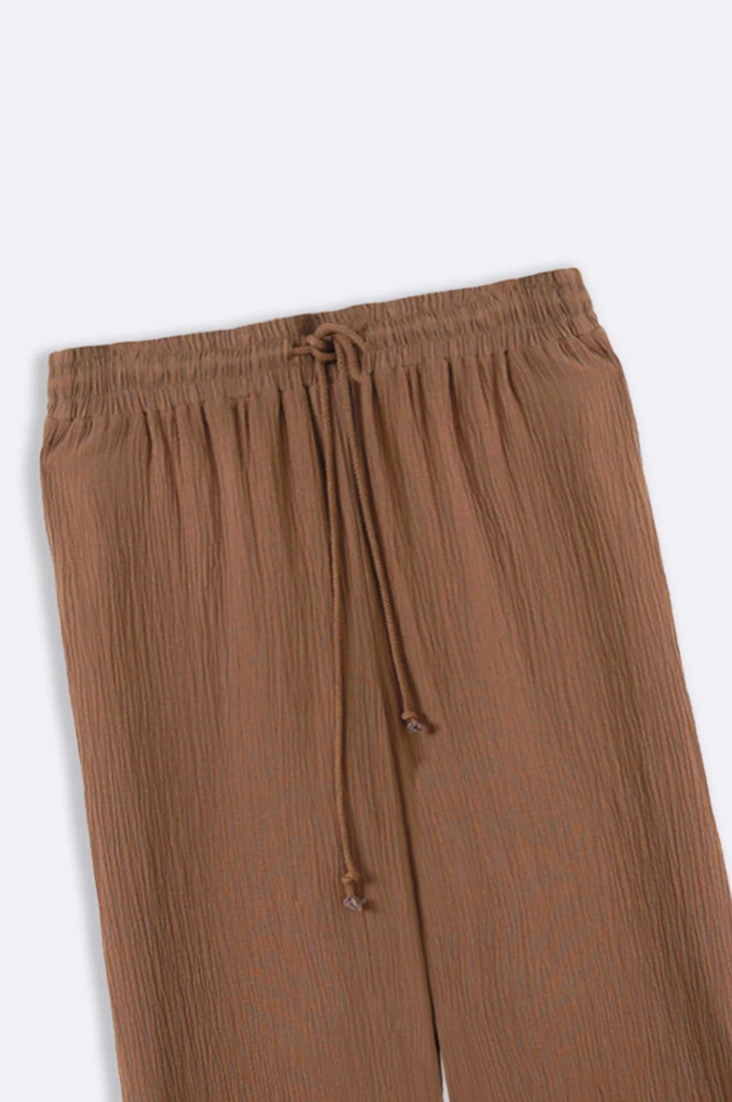 LIGHT CAMEL CURVE MUSLIN PANTS