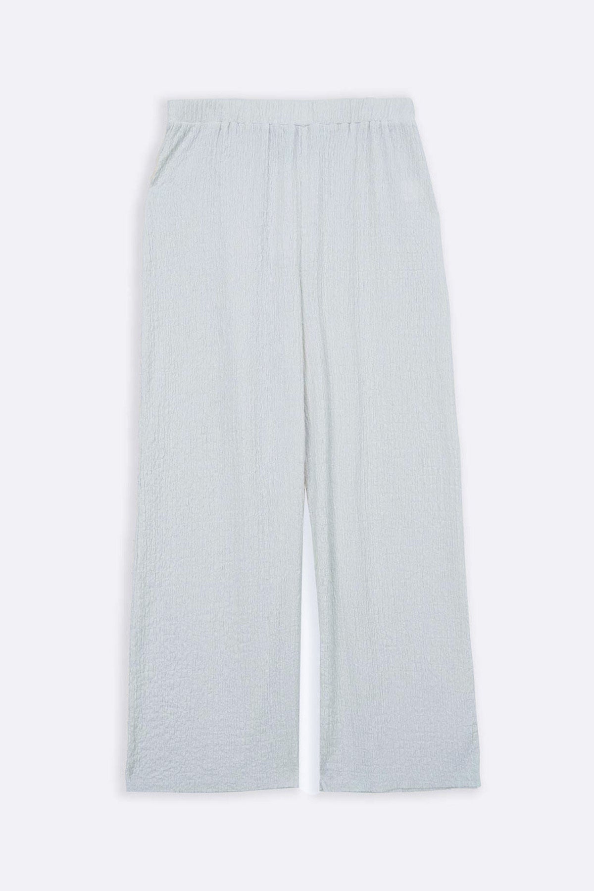 OFF WHITE TEXTURED STRETCHY PANTS