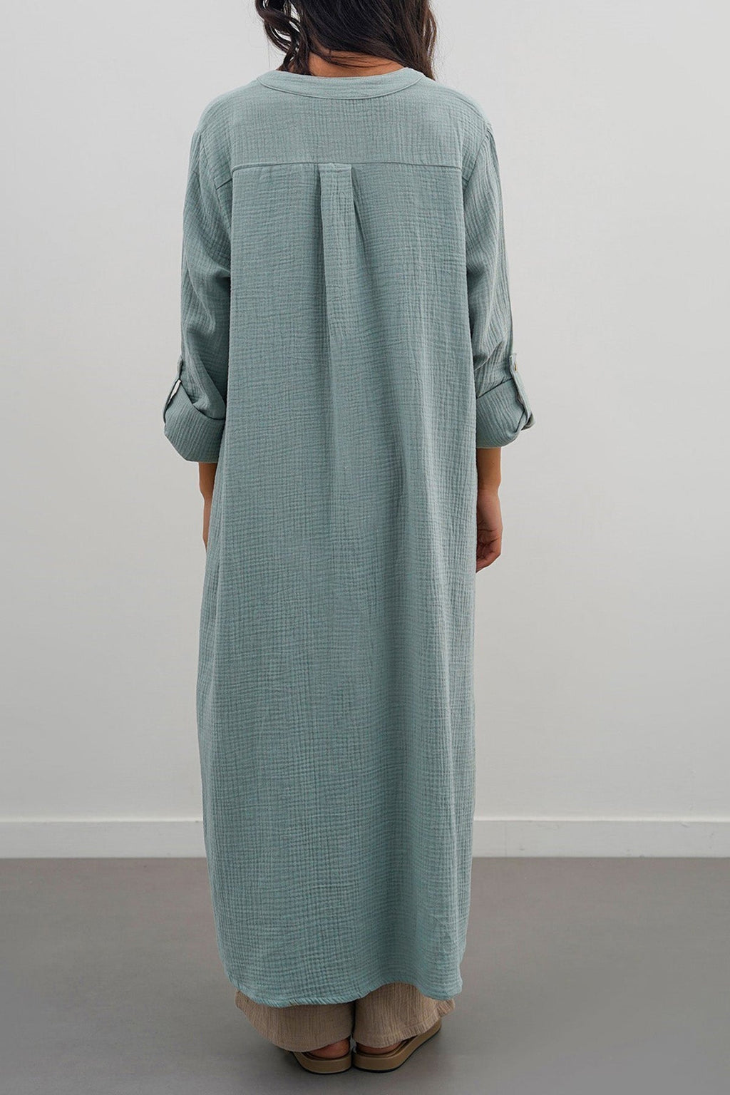 SEA GREEN LONG MUSLIN TUNIC