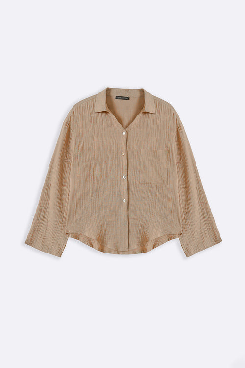 TAUPE BASIC MUSLIN BUTTON DOWN