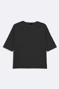 BLACK TEXTURED STRETCHY TOP