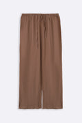 BROWN FEATHER COTTON PANTS