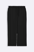 BLACK LINEN EASY TROUSERS