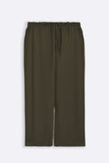 OLIVE LINEN EASY TROUSERS