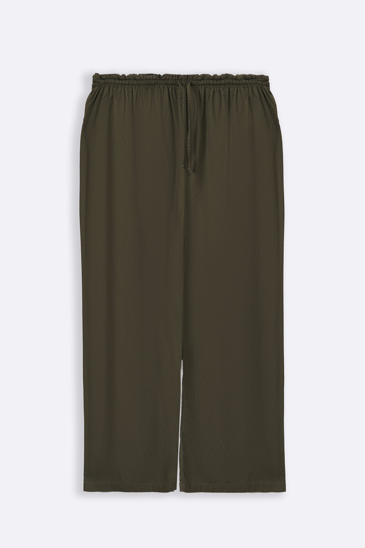 OLIVE LINEN EASY TROUSERS