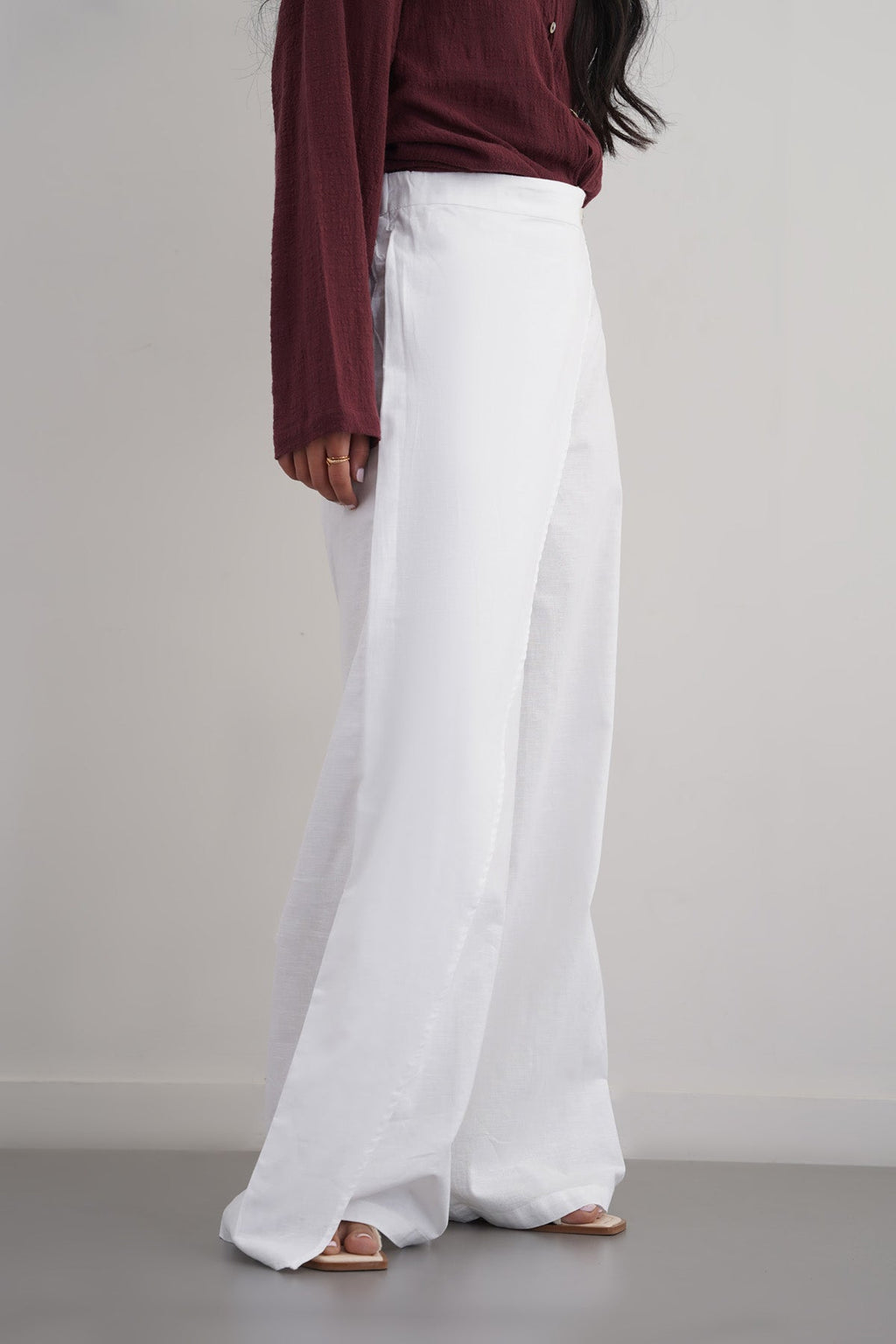 WHITE LINEN WRAP PANTS