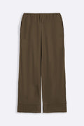 OLIVE FLOWY TEXTURED PANTS