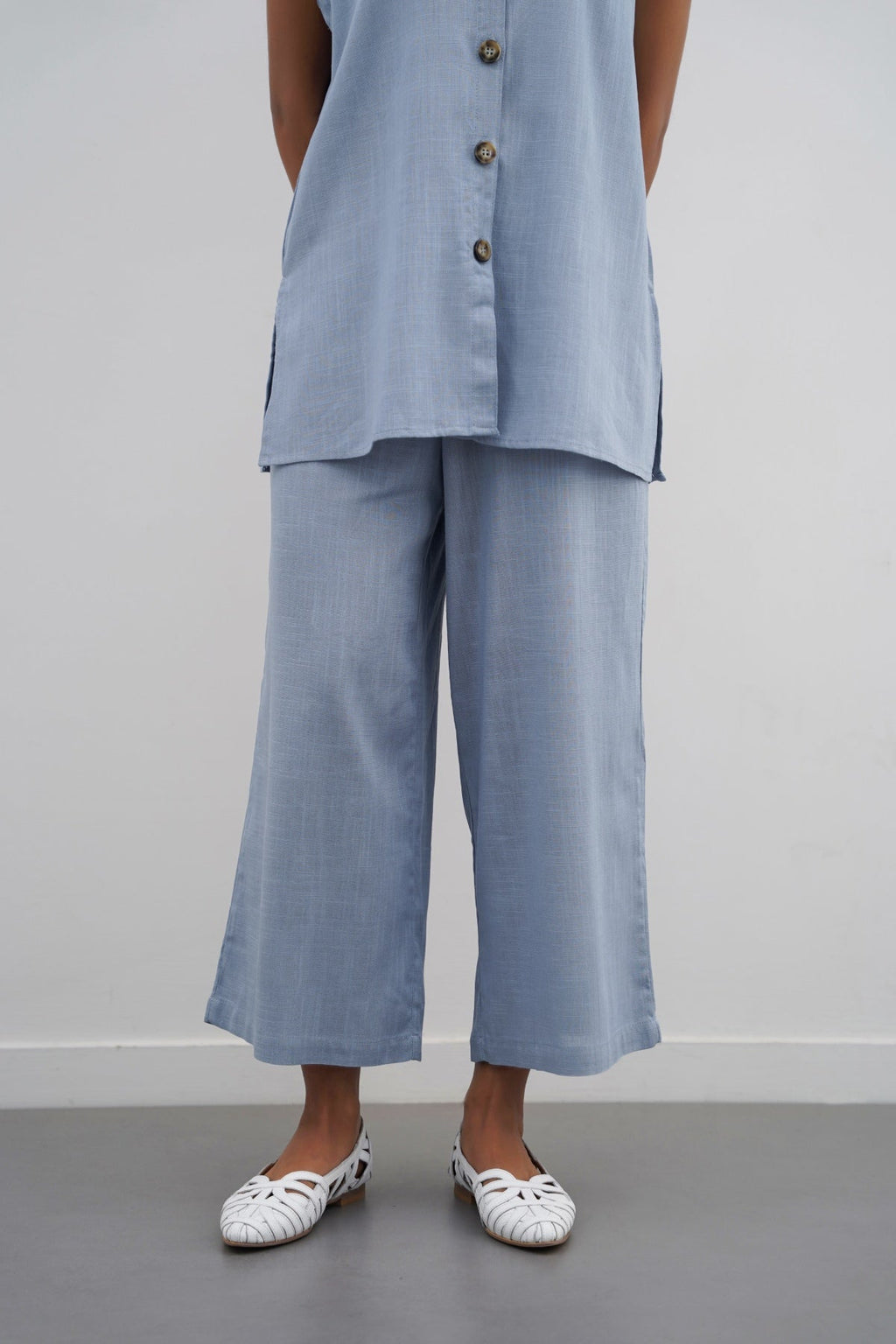 BLUE LINEN CULOTTES