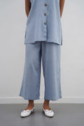 BLUE LINEN CULOTTES