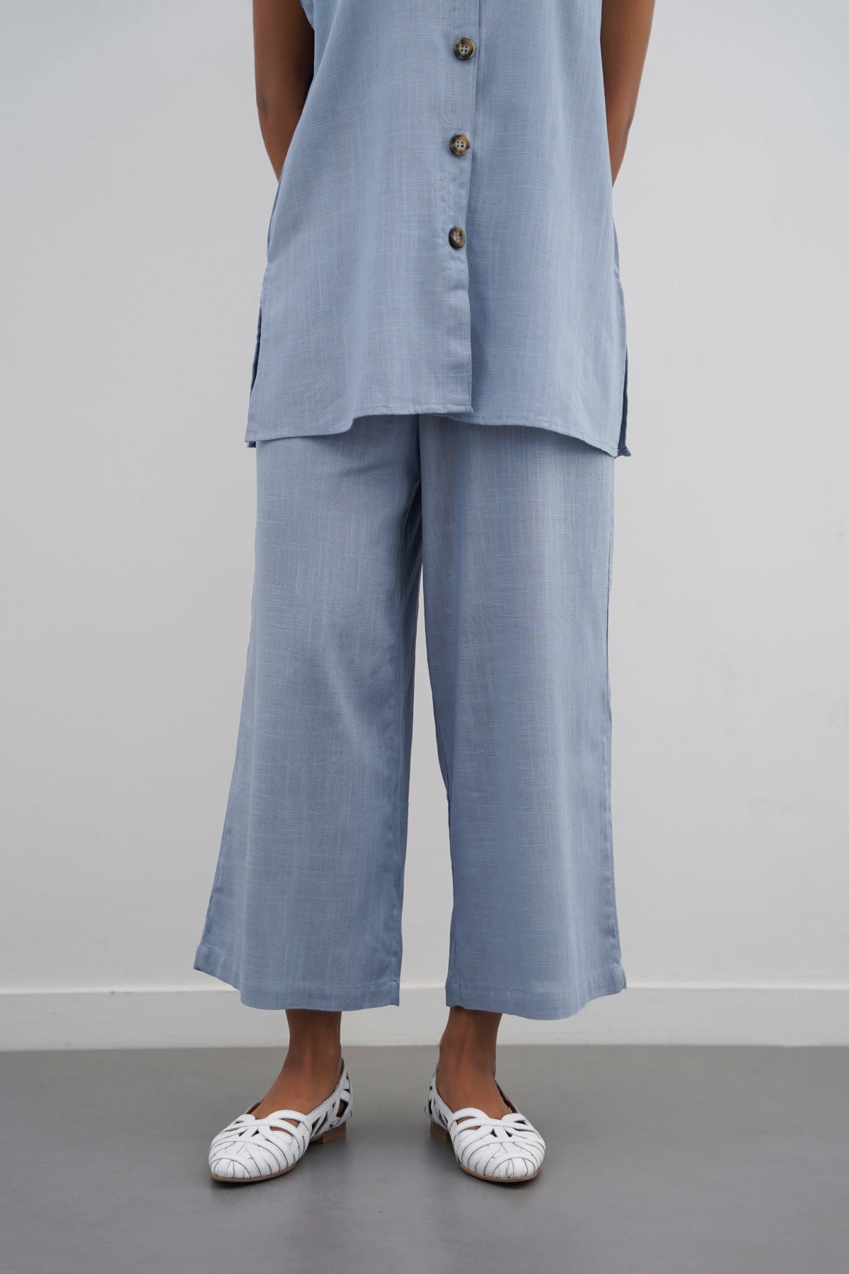 BLUE LINEN CULOTTES