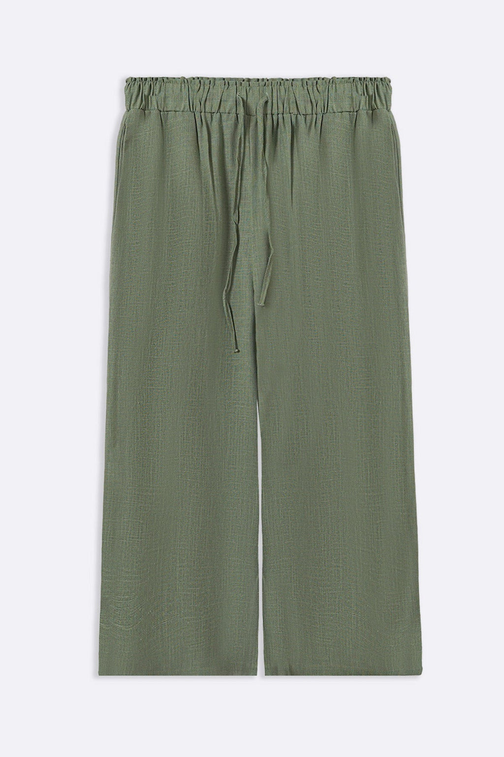 GREEN LINEN BLEND CULOTTES