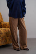 CAMEL TAILORED PINSTRIPE PANTS