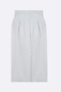 WHITE STRAIGHT BOX-PLEAT TROUSERS