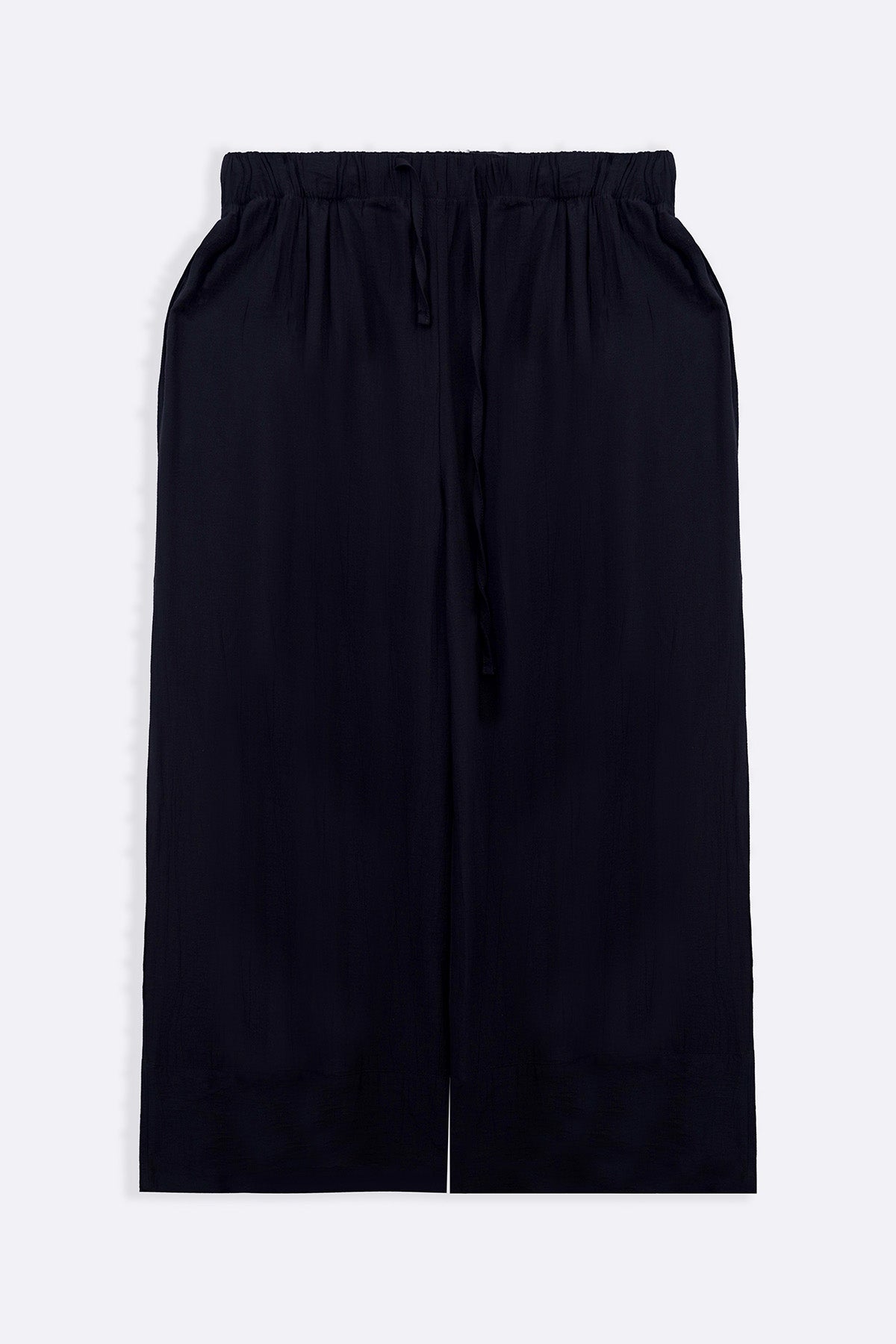 BLACK TEXTURED PALAZZO PANTS