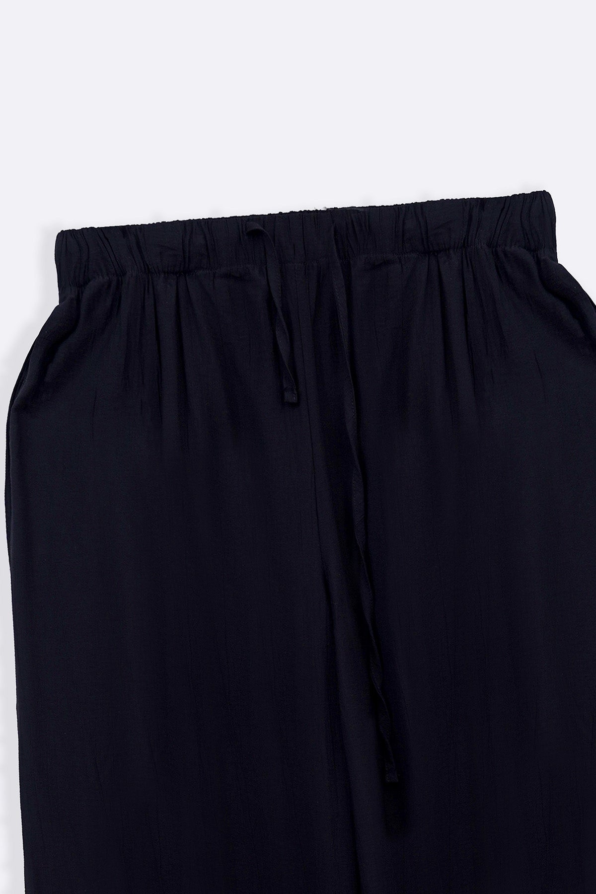 BLACK TEXTURED PALAZZO PANTS