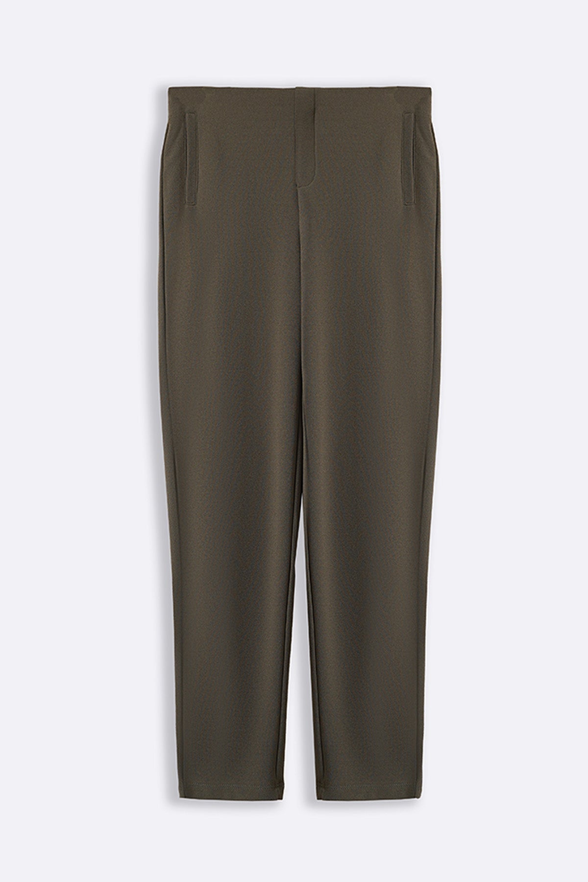 OLIVE STRETCHY TAPERED PANTS