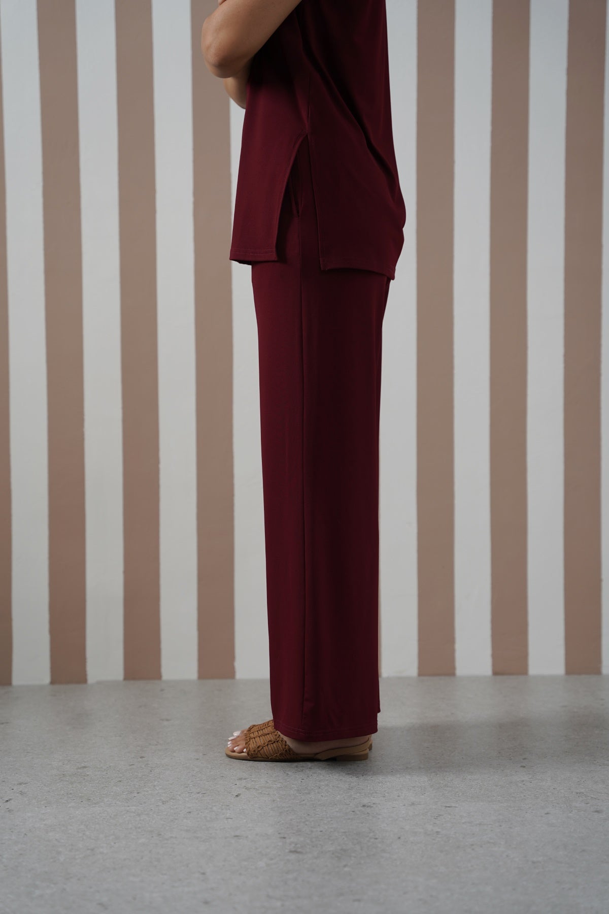 BURGUNDY OFF-DUTY STRAIGHT PANTS