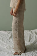 BEIGE BUBBLE CRINKLE PANTS