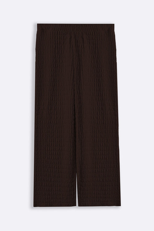 BROWN BUBBLE CRINKLE PANTS