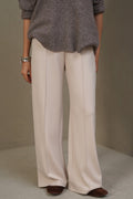 BEIGE STRAIGHT LOOSE TROUSERS