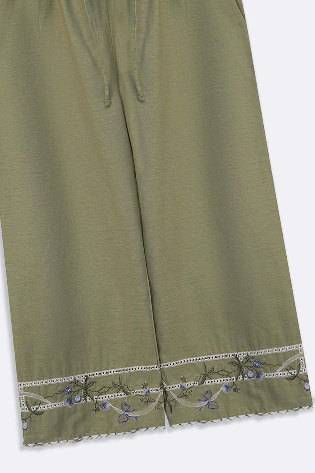 LIGHT GREEN VIOLET AND SAGE EMBROIDERED CULOTTES