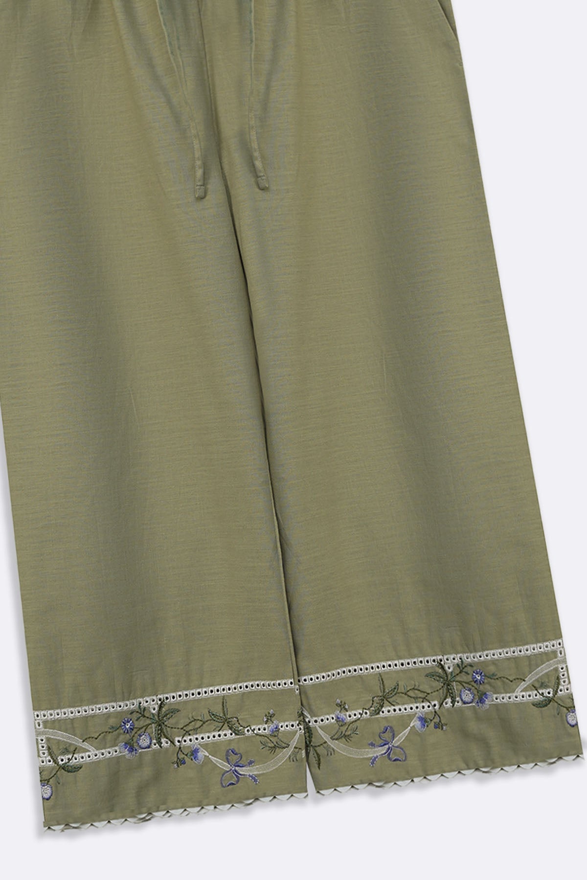 LIGHT GREEN VIOLET AND SAGE EMBROIDERED CULOTTES