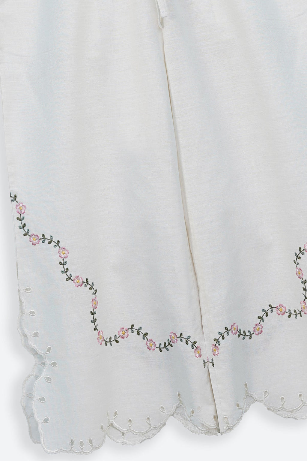 WHITE PEONY EMBROIDERED CULOTTES