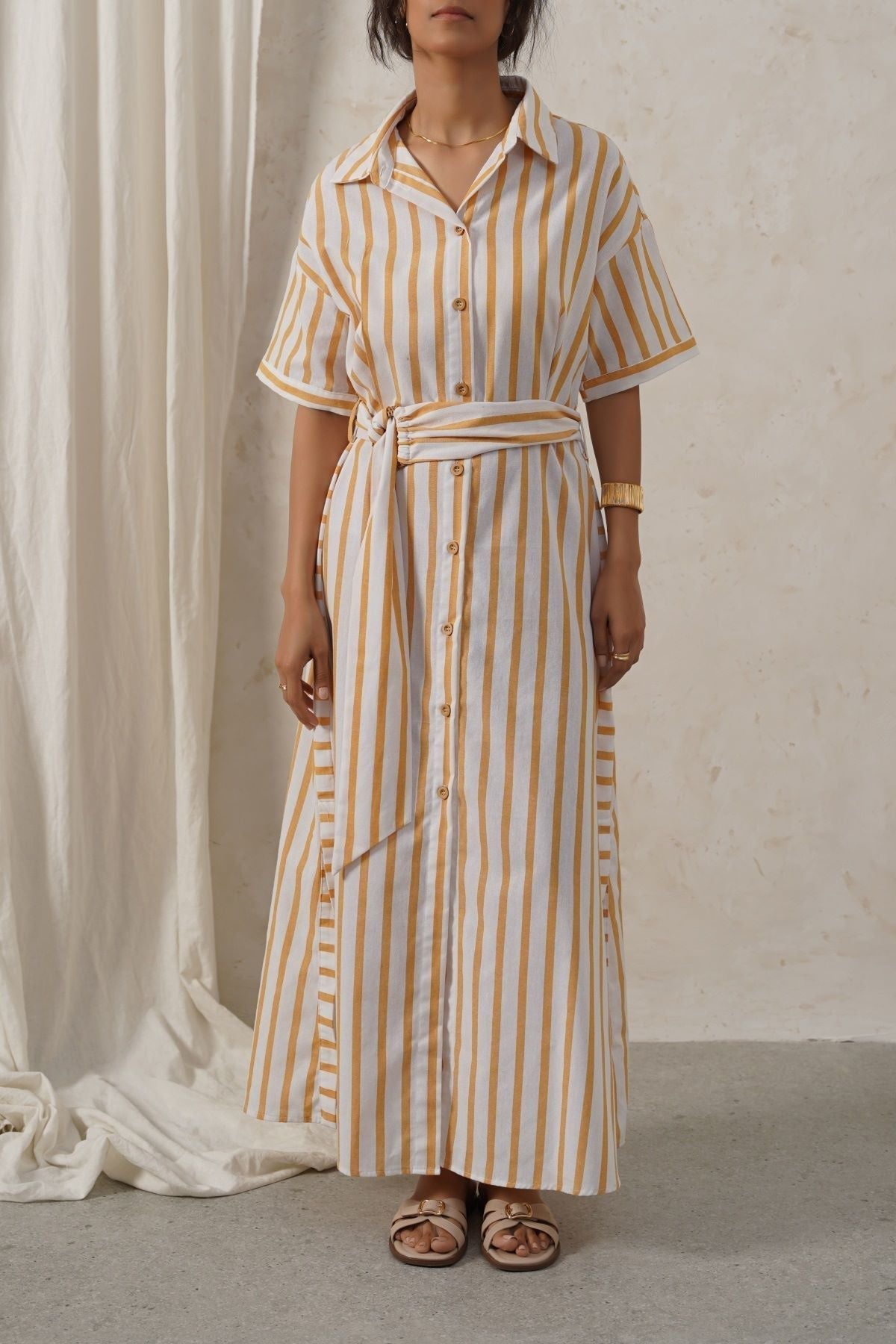 YELLOW HOLIDAY LINEN DRESS