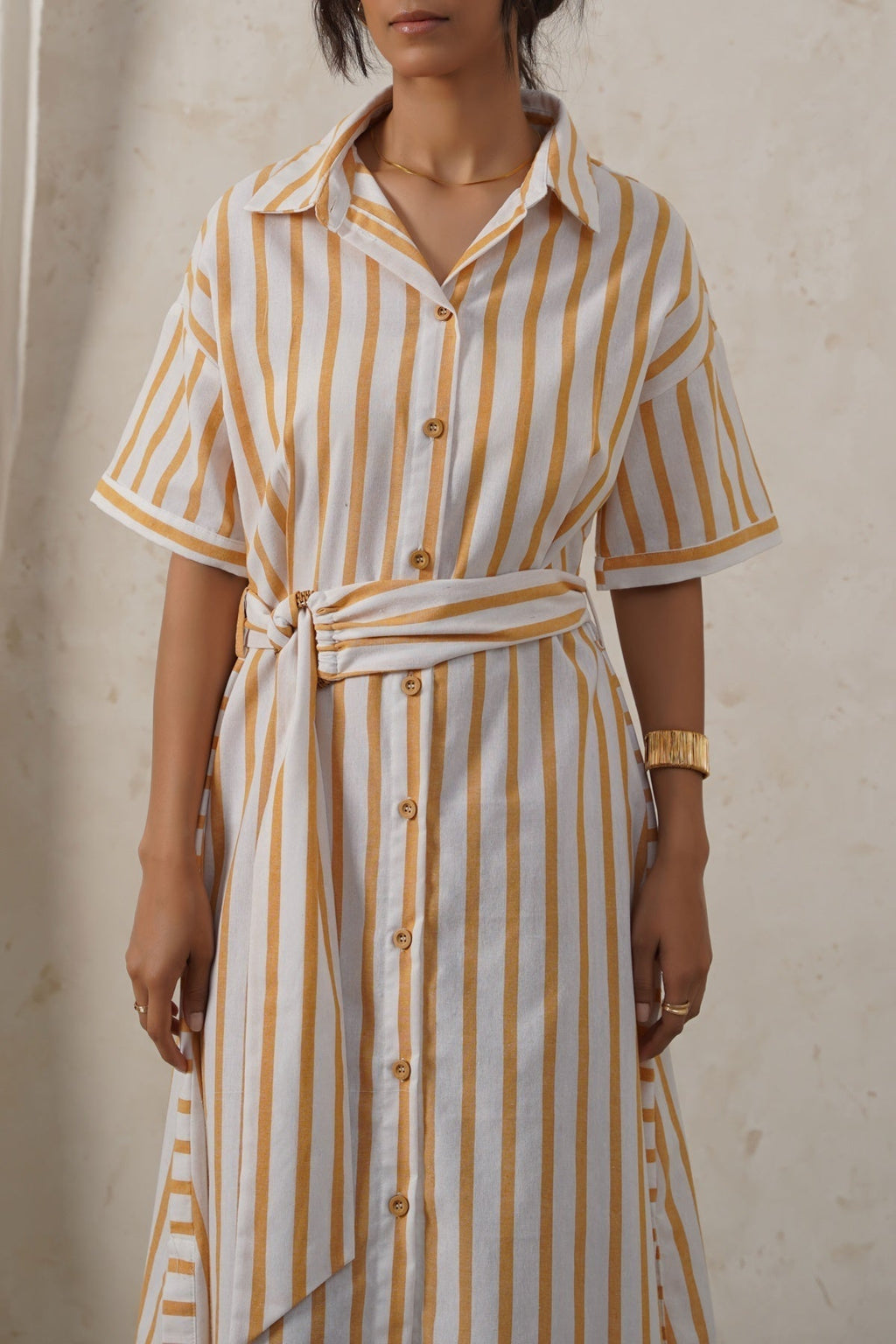 YELLOW HOLIDAY LINEN DRESS