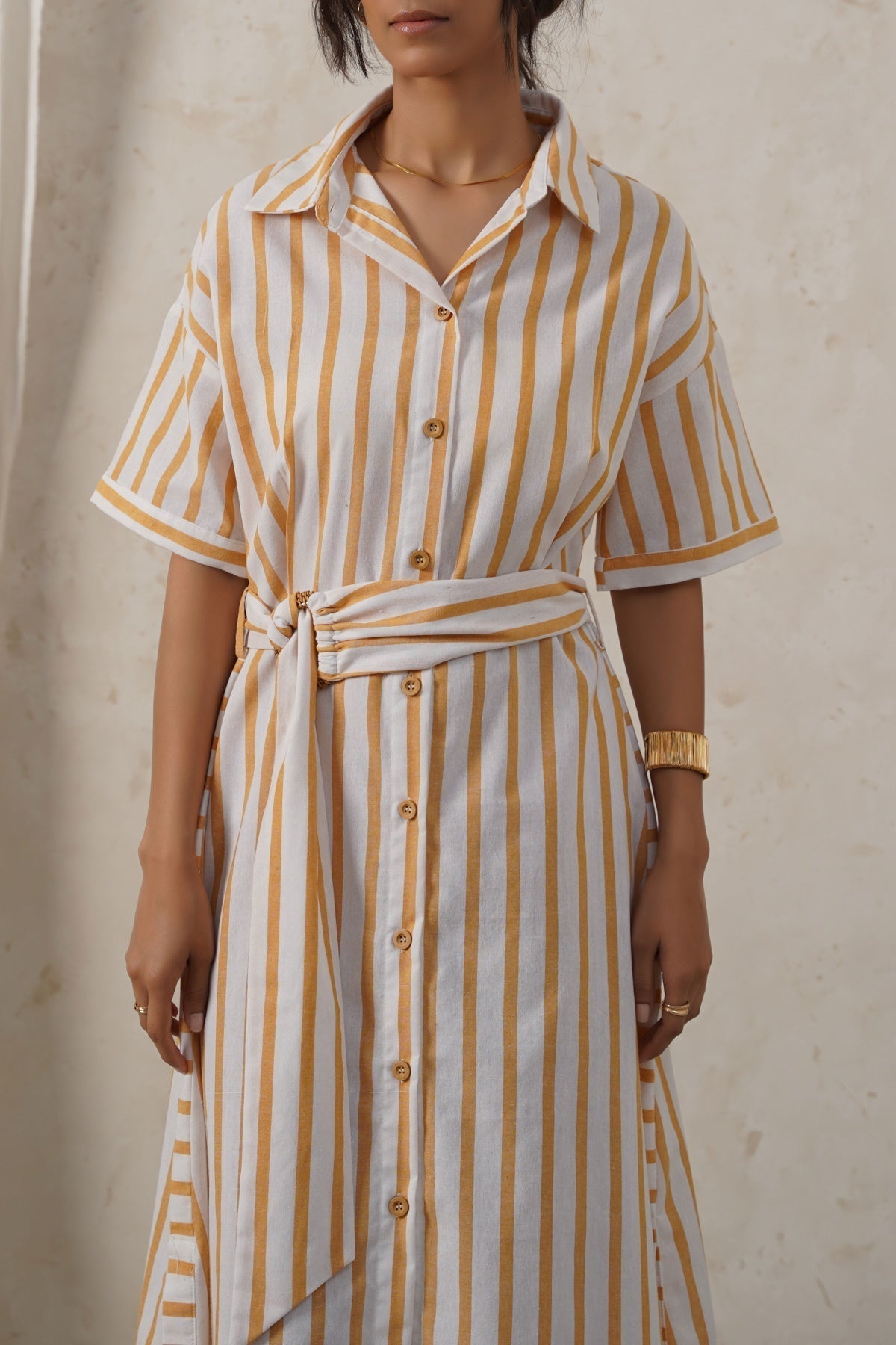 YELLOW HOLIDAY LINEN DRESS