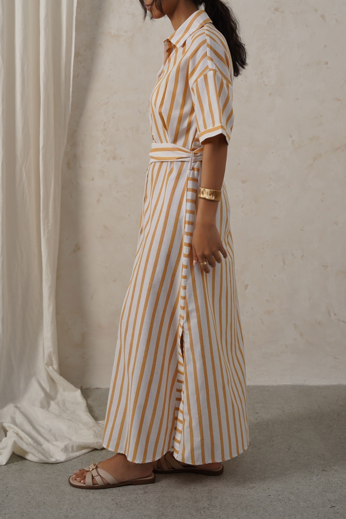 YELLOW HOLIDAY LINEN DRESS