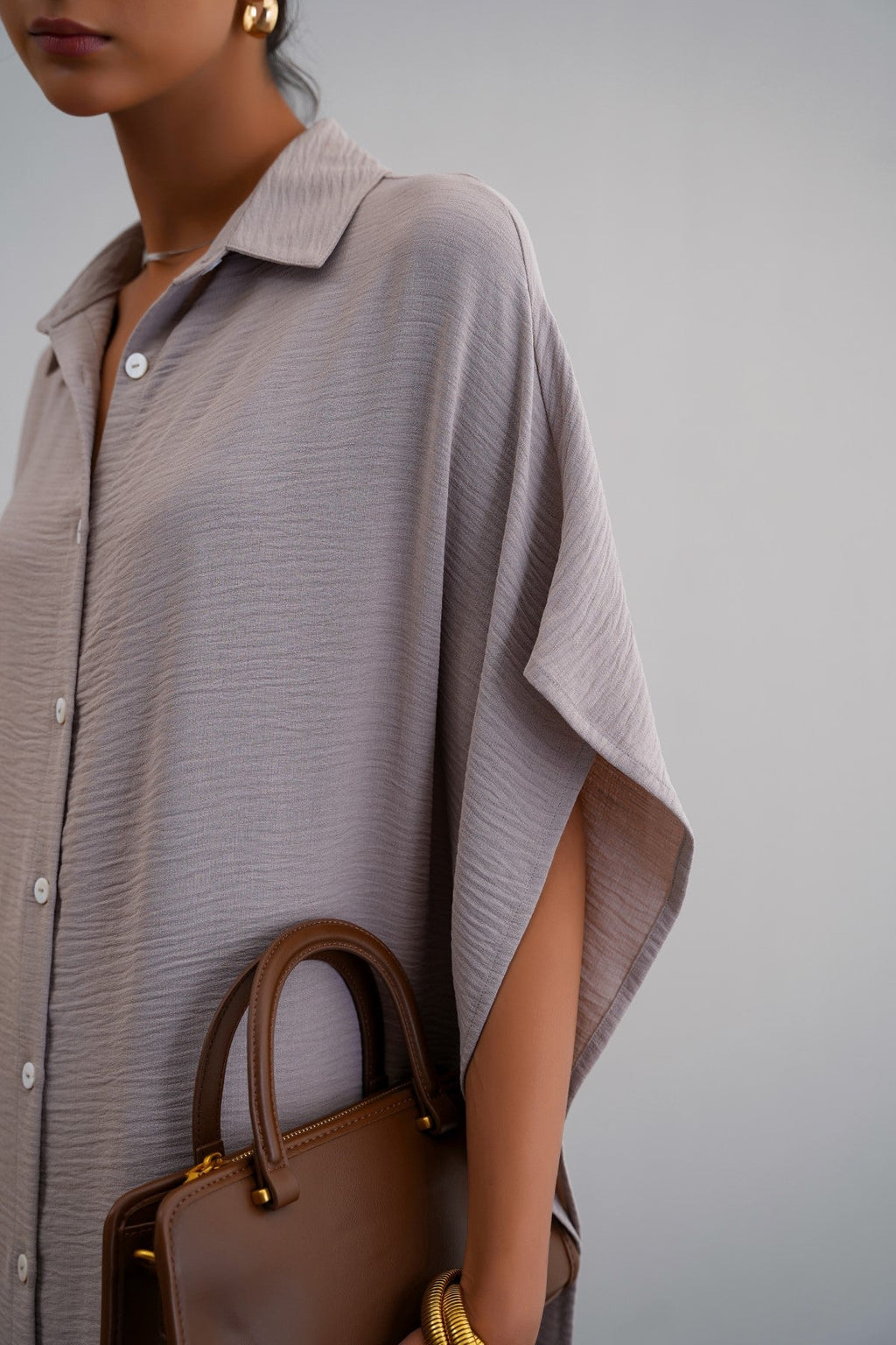 SLATE GREY BATWING KAFTAN-DRESS