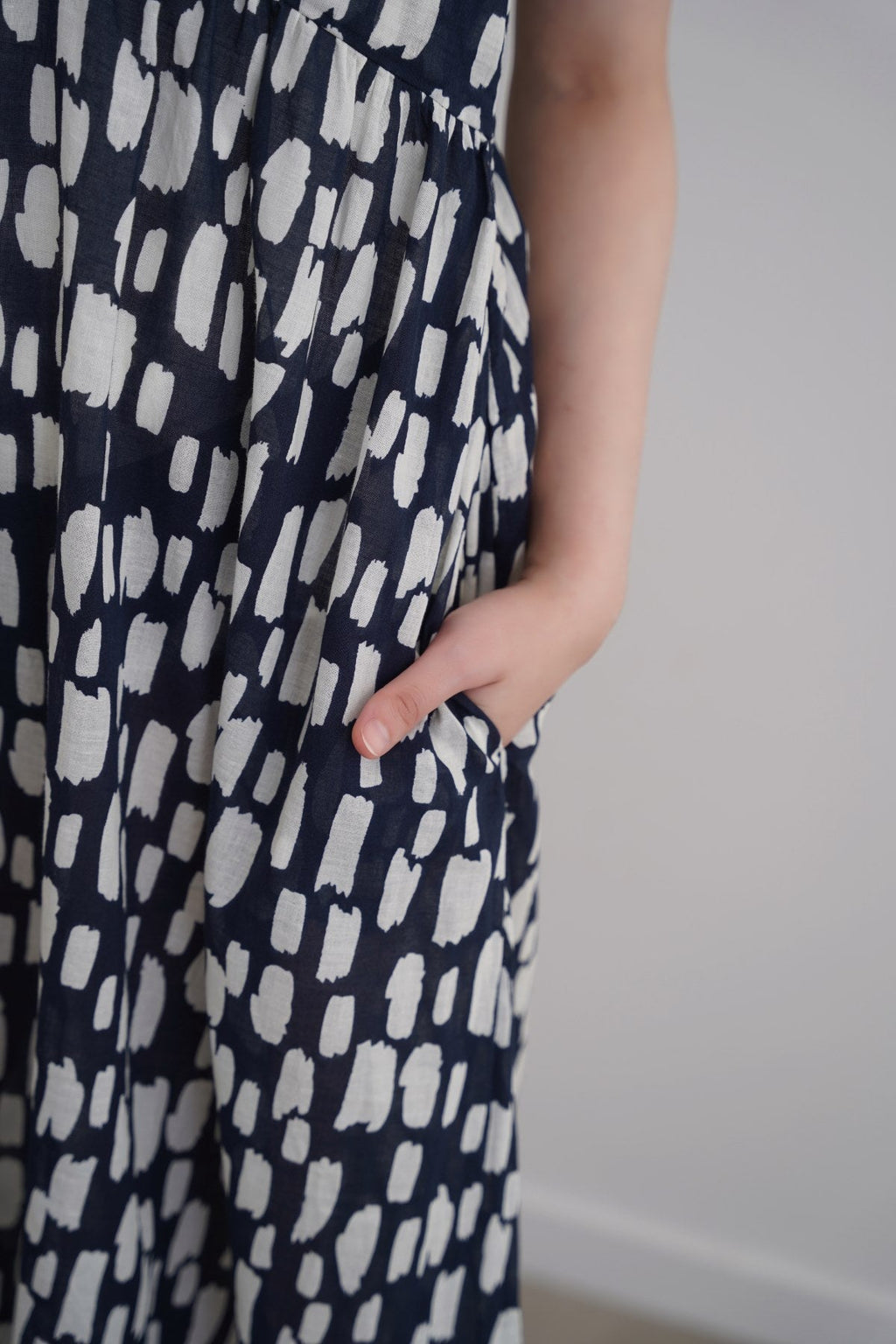 BLACK COTTON HALTER DRESS