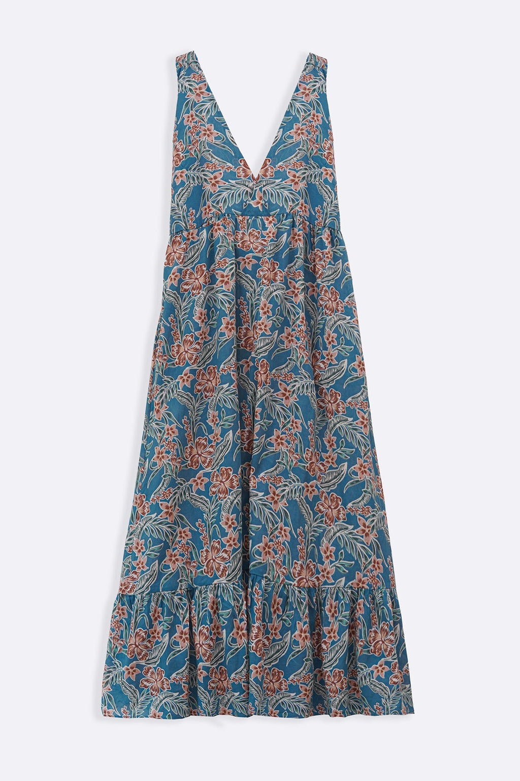 BLUE COTTON HALTER DRESS