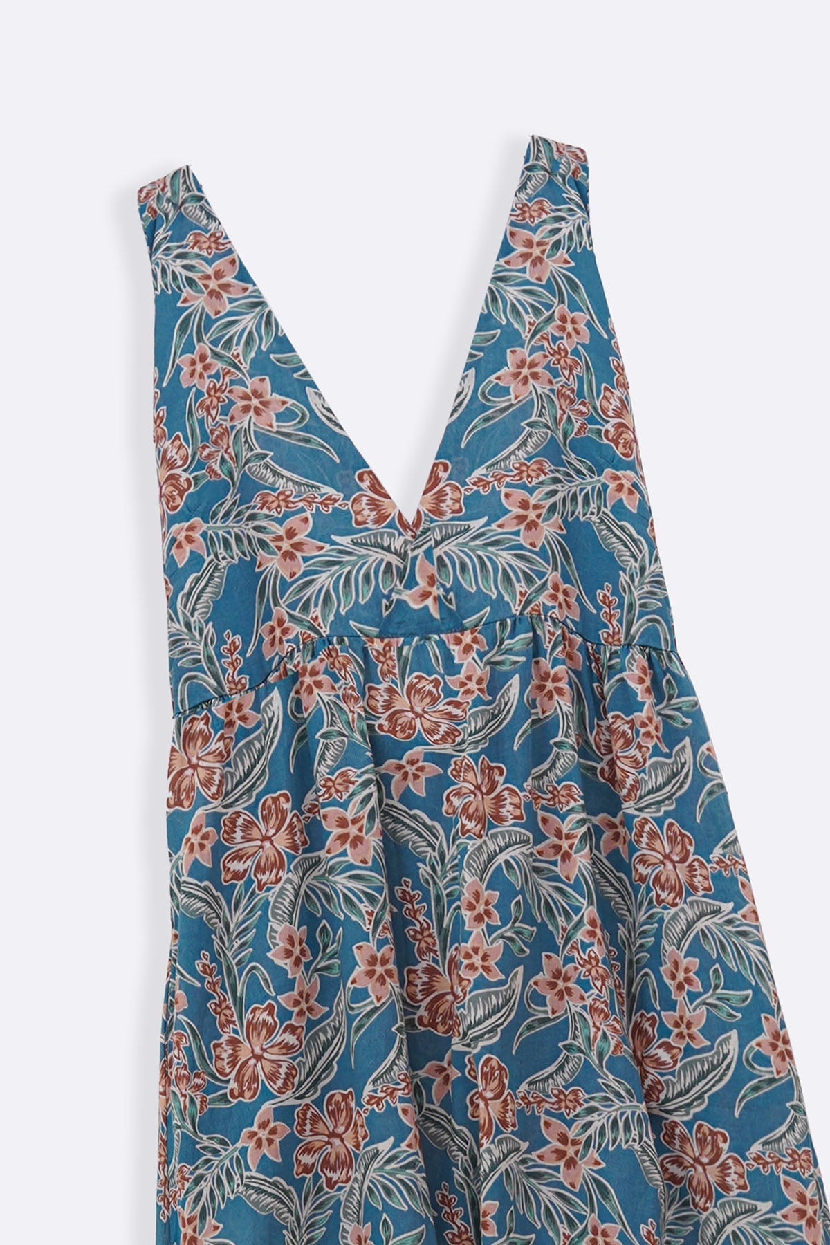 BLUE COTTON HALTER DRESS