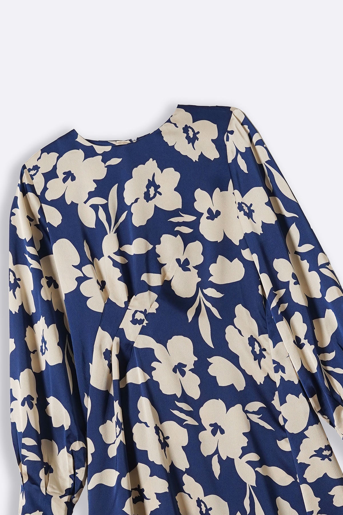 BLUE PRINTED SILK DRESS