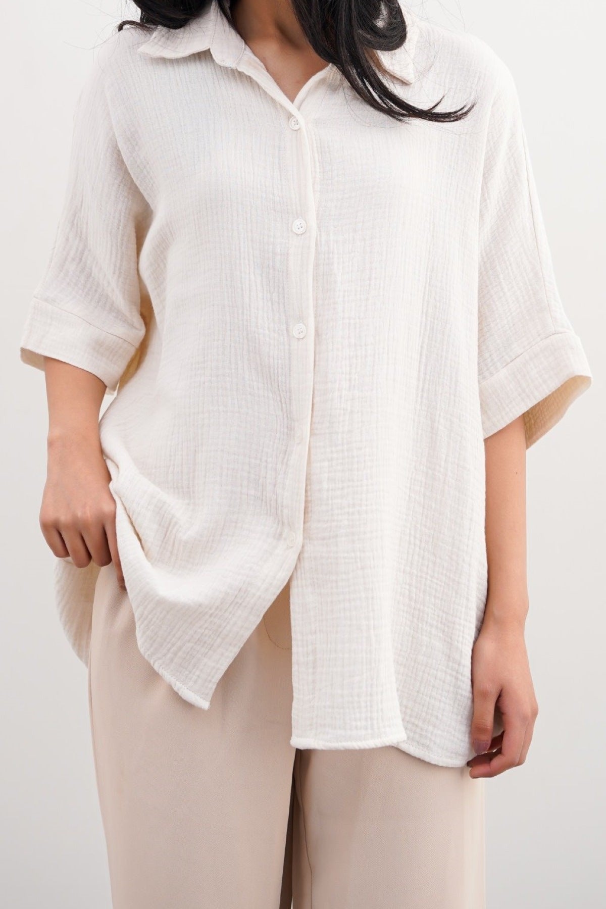 WHITE ORGANIC MUSLIN SHIRT