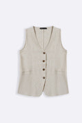 BEIGE CASUAL LINEN VEST